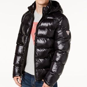GUESS Black Puffer Down Jacket Size XL New With Tags!